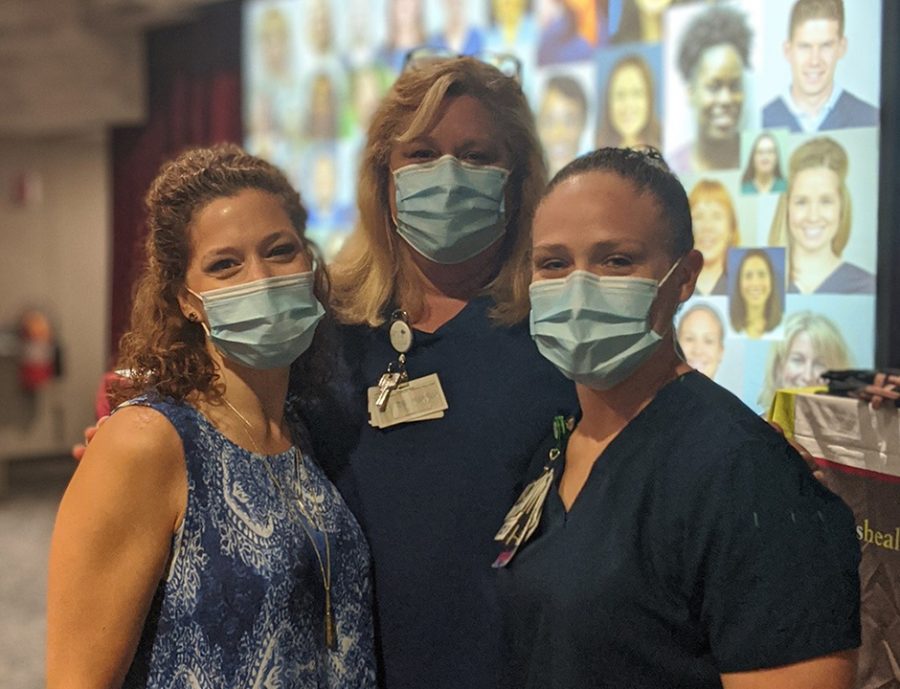 Schoolcraft Alumna Nikki Borgert (left) pictured with colleagues received St. Joe’s Ann Arbor Nurse of the Year thanks to her dedication and service to the patients she faithfully aids every day. (photo courtesy of Nikki Bogart)