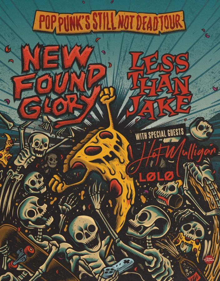 Punk Pop's Still Not Dead Tour Poster featuring New Found Glory, Less Than Jake, Hot Mulligan and LOLO.