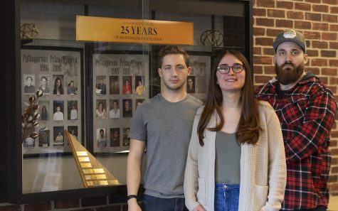 The Schoolcraft Mathematics Department hosted its 27th annual Pythagorean Prize competition. This years winners (left to right) second place winner, Joseph Rosato, first place winner Olivia Hudson and third place Russell Clark.