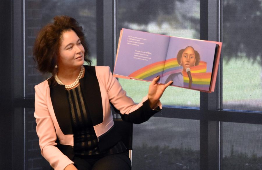 English professor, Brynne Barnes, reads from her children's book she authored during a author reading and discussion event on November 1, 2022 in the VisTaTech Center.