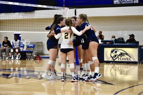 Schoolcraft Womens Volleyball loses to Henry Ford 3-1 on Wednesday, October 12, 2022 at Henry Ford.