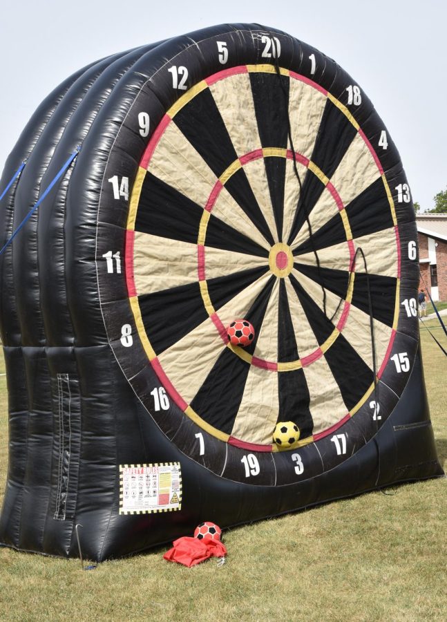 Students, staff and faculty enjoy some down time with games like the giant soccer darts at the Social Picnic on September 20, 2022 from 11 a.m. to 2 p.m.