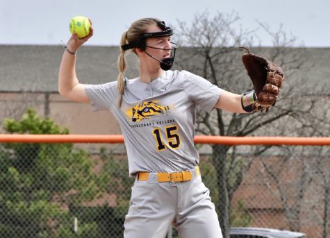 The Schoolcraft softball team dropped a pair against the visiting Mott Community College. The Ocelots lost 5-2 in game one and 14-6 in game 2 on April 11, 2023.