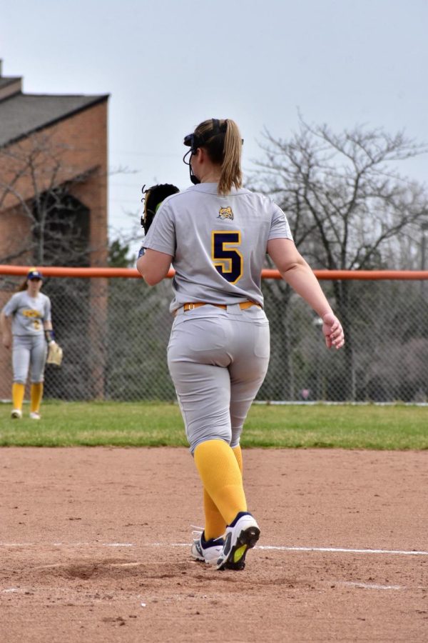 The Schoolcraft softball team dropped a pair against the visiting Mott Community College. The Ocelots lost 5-2 in game one and 14-6 in game 2 on April 11, 2023.
