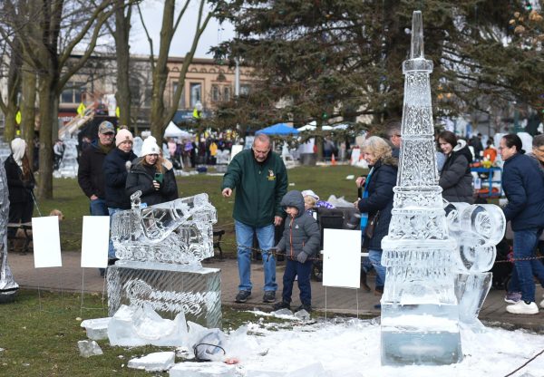 Attendees were having a good time enjoying the ice carving masterpieces at the Plymouth Ice Festival Feb. 3, 2024 in downtown Plymouth, Michigan.
