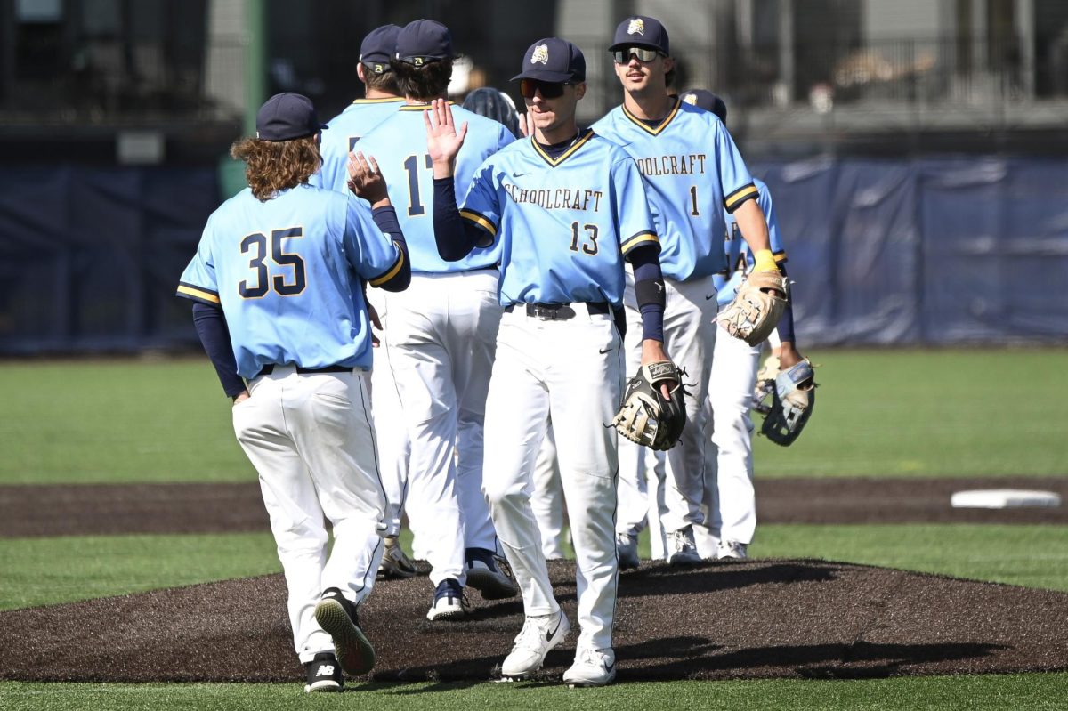 The Schoolcraft baseball team defeated the Skippers of St. Clair in the two game series 8-2 and 7-3 on April 19, 2024 at the Corner Ballpark in Detroit, Michigan.