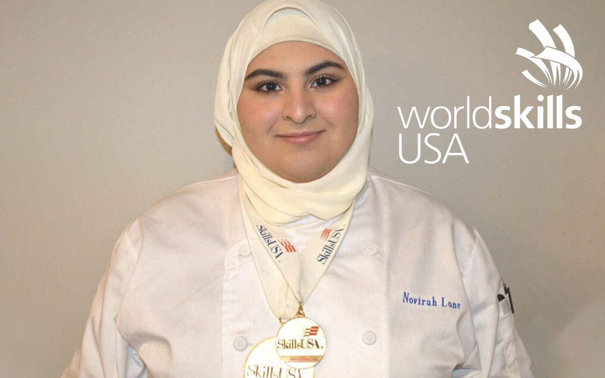 Vera Lone proudly poses with her WorldSkills medals. Lone took 5th place. Photo courtesy of WorldSkillsUSA