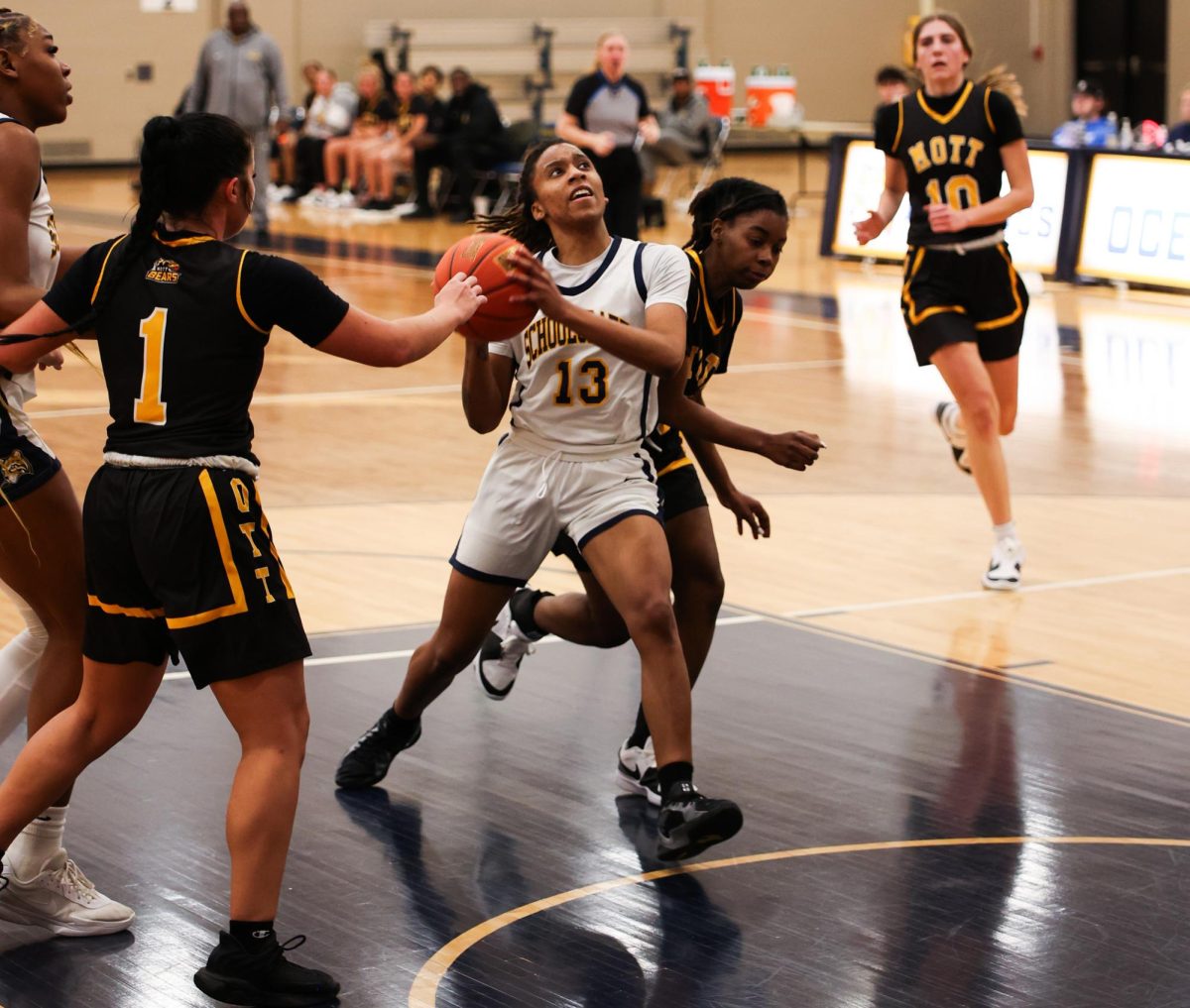 Shorthanded Ocelots beat Mott Community College 96-37 on Wednesday, January 15, 2025 at Schoolcraft College.