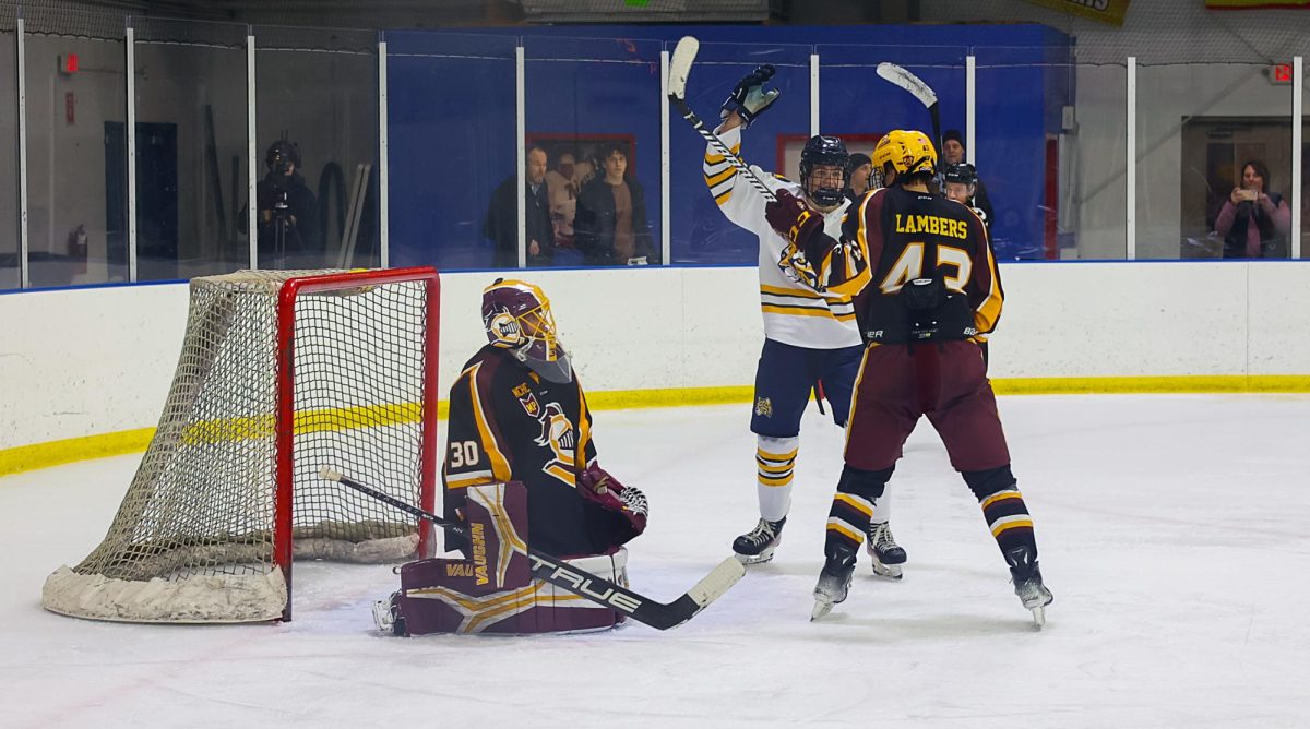 Schoolcraft beat Calvin College 7-4 on Saturday, February 22 at Mike Modano Arena in Westland Michigan. This was the final game of the season for the Ocelots. The team ended he season 22-6 overall.