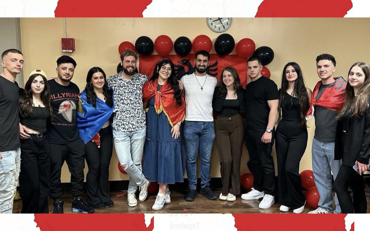 Members of the Albanian Club gather for a group photo at Albanian Culture Night in 2024. (Photo courtesy of the Albanian Club)