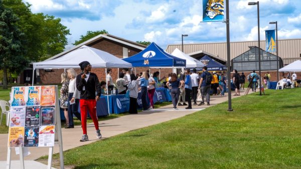 The side walk from the Forum to the Liberal Arts Building were lined with tables promoting and Student Services to the students at Ozzypalooza on Wednesday, August 27, 2025.