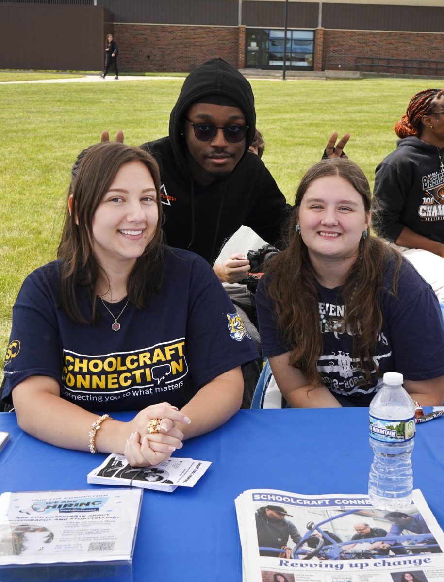 Connection Editors (left to right) Rachel Husken, Matthew Wilder and Olivia Lambert pose a photo at Ozzypalooza on Wednesday, August 27, 2025.