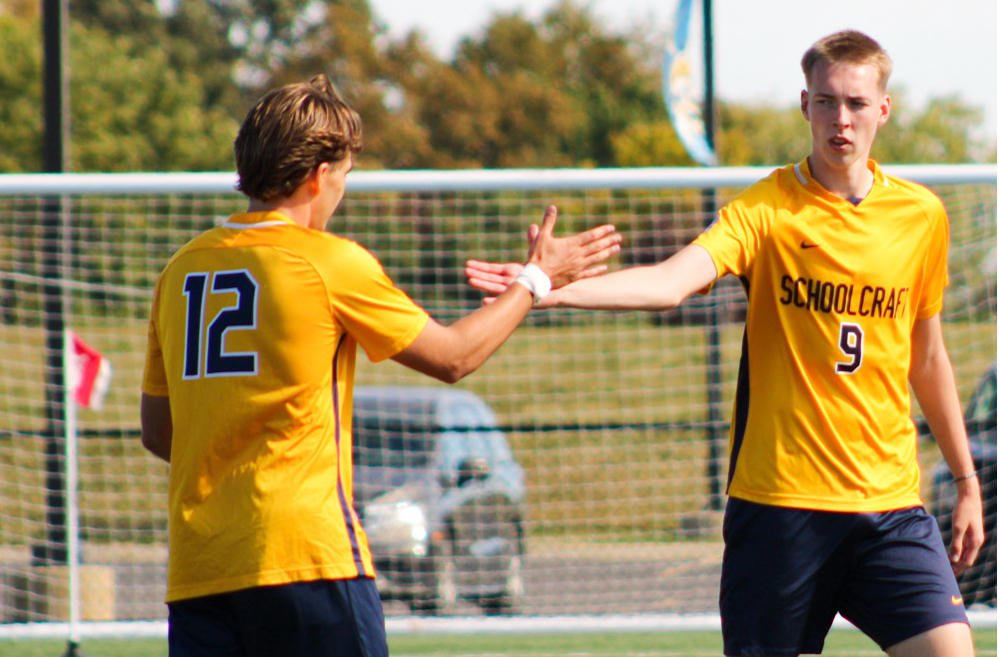 The Schoolcraft Men's Soccer team beat Terra State 10-0 on Friday, October 10, 2025 at Schoolcraft College.