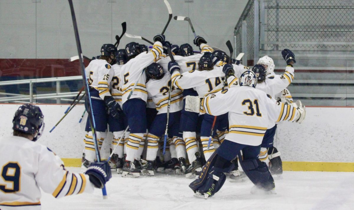 The Schoolcraft Men's Hockey team beat #9 Concordia University of Wisconsin 2-1 in OT to punch their ticket to ACHA DII National Championship on Feb. 21, 2016. 